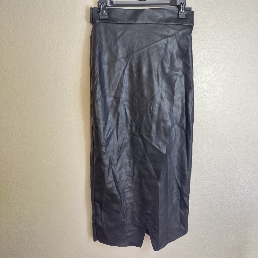 NWT MDNT:45 Faux Leather high-waisted wrap skirt SZ S - Picture 2 of 11